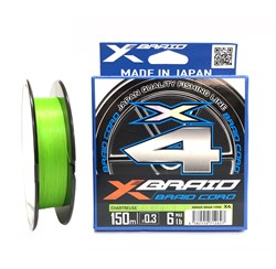 Шнур YGK X-Braid Braid Cord X4 150m Chartreuse #1.5, 0.205мм, 25lb, 11.3кг - фото 21520