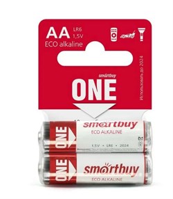Алкалиновые батарейки пальчиковые Smartbuy ONE LR6/2SB (SOBA-2A02SB-Eco) (уп.2шт) - фото 21978