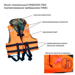 Спасательный жилет  Poseidon Fish до 120кг - фото 23978