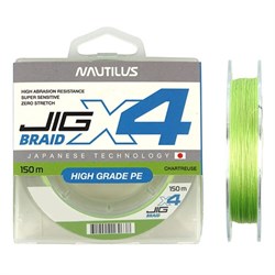 Шнур Nautilus X4 Jig Braid Chartreuse 0.12мм 6.8кг 1,0PE 150м 25484 - фото 30080