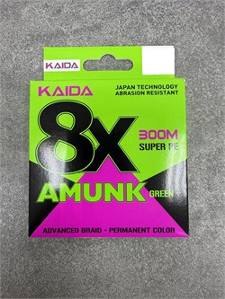 Шнур плетеный KAIDA AMUNK SUPER PE 8X 0.18мм 17.29кг 300м зеленый 34427