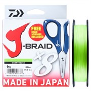Шнур Daiwa J-Braid X8E-W/SC 300м 0.10мм  6кг светло-зеленый + ножницы