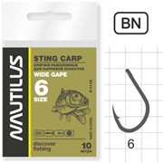 Крючок Nautilus Sting Carp Wide gape S-1142BN № 6 уп. (10 шт)