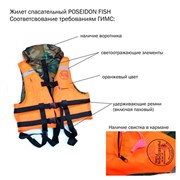 Спасательный жилет  Poseidon Fish до 65кг