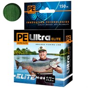 Плетеный шнур AQUA PE ULTRA ELITE M-8 Dark Green 0,12mm 150m, цвет - темно-зеленый, test - 7,80kg 33383