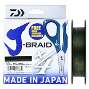 Шнур Daiwa J-Braid X4E-W/SC 135м 0,10мм зеленый + ножницы