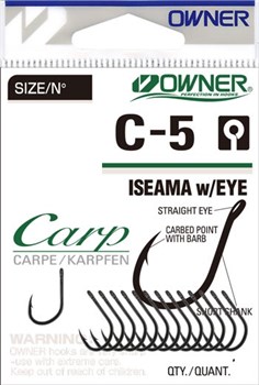 Крючки OWNER C-5 Carp Iseama w/EYE №3 (уп. 9шт) - фото 11947