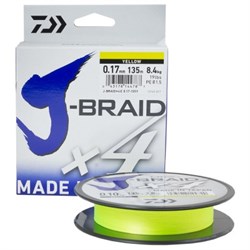 Шнур Daiwa J-Braid X4E 135м 0,17мм 8.4кг yellow - фото 13265