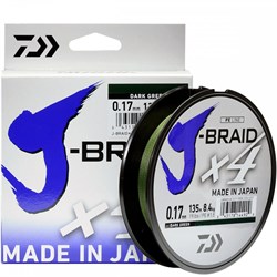 Шнур Daiwa J-Braid X4E 135м 0,10мм 3.8кг Dark green - фото 13280