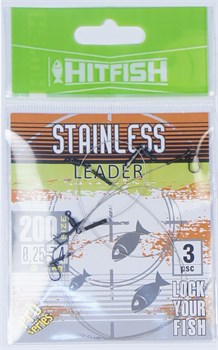 Стальной поводок HITFISH Stainless leader 250мм d 0.30 11,2кг 1*19 нитей белый уп.(3 шт) 19312 - фото 19142