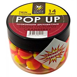 Бойлы плавающие двухцветные Pop-Up Twin Color LION BAITS Squid Octopus - Cranberry 14мм - фото 21826