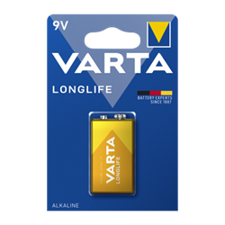 Батарейка алкалиновая Varta LONGLIFE, 6LR61-1BL, 9В, крона 22150 - фото 24506