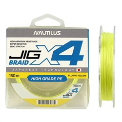 Шнур Nautilus X4 Jig Braid Fluoro Yellow 0.16мм 10.8кг 1,5PE 150м 25490 - фото 30086