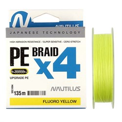 Шнур Nautilus Braid X4 Fluoro Yellow d-0.08 4.5кг 0.6PE 135м 25498 - фото 30094