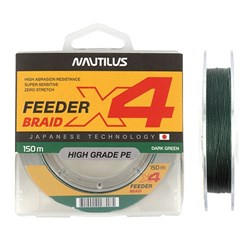 Шнур Nautilus X4 Feeder Braid Dark Green d-0.14мм 9.1кг 150м 27845 - фото 34219