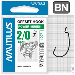 Крючок офсетный Nautilus Offset Power series Wide Gape Plus 1007 №2/0 уп (7 шт) 22198 - фото 34304