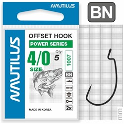 Крючок офсетный Nautilus Offset Power series Wide Gape Plus 1007 №4/0 уп (5 шт) 25478 - фото 34306