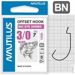 Крючок офсетный Nautilus Offset Big Eye Series Worm 1006 № 3/0 (уп. 7шт) 18259 - фото 34432