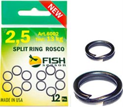 Кольцо заводное ROSCO, №2,5. 4,67 мм/6,27 мм, BLACK, тест 14 кг. (уп. 12 шт.) - фото 5007