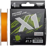Шнур Favorite X1 PE 4x 150m (orange) #0.6/0.128mm 5.4kg/12lb