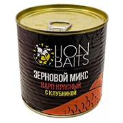 Зерновой микс LION BAITS Карп красный с клубникой 430мл