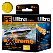 Плетеный шнур Aqua PE Ultra Extreme 0,80мм 64кг 150m (цвет желтый) 